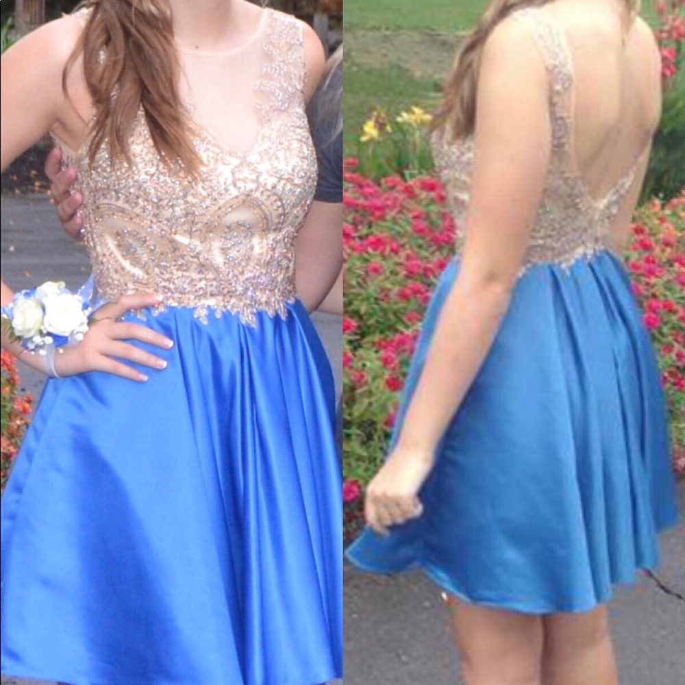 PolyUSA Royal Blue & Nude Short Dress